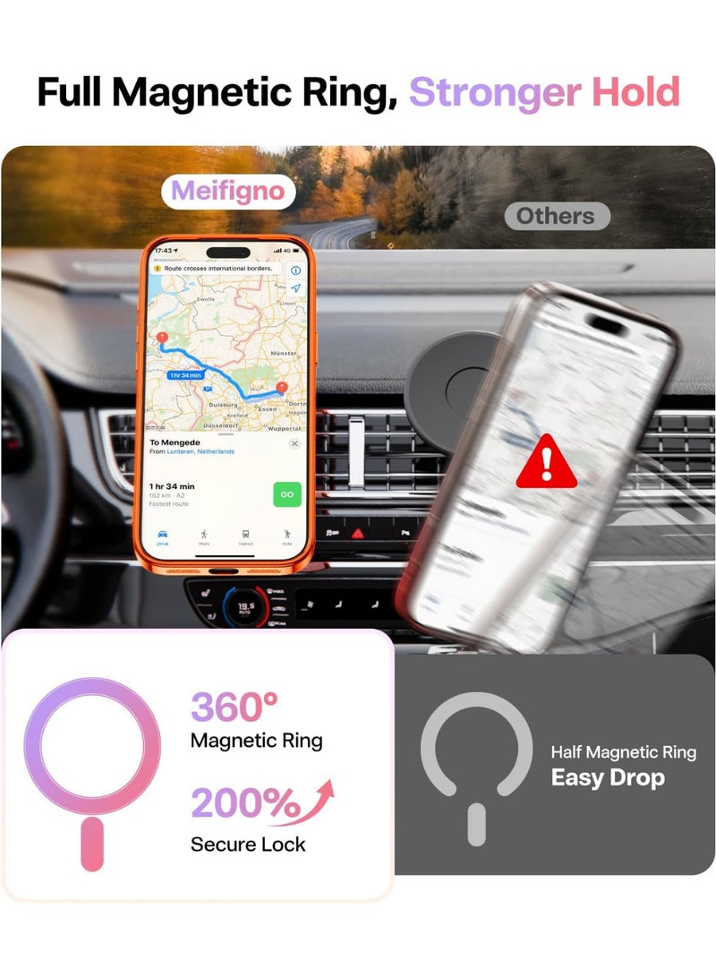 X-level iPhone 17 Pro Max Case, With MagSafe, Full Camera Lens Protector, Plating Glossy Cover Magnetic Back with Glitter Card, Screen Protector, Wrist Strap, Anti-Yellow DropProtective Shockproof Back, Phone Accessories -Orange - Image 5