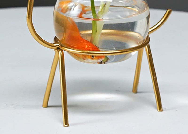 Lavish Craft Desktop Deer Plant Vases Small Glass Flower Vase with Gold Metal Stand Propagation Station Plant Holder Glass Planter Holder Deer for Home Wedding Decor (A+B Set) - Image 4