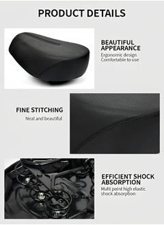 GROIC Comfortable Bike Seat Cushion with Reflective Strip -Bicycle Seat for Men Women with 4 Shock Absorbing Springs Memory Foam Waterproof Wide Bicycle Saddle Fit for Bikes  - Image 4
