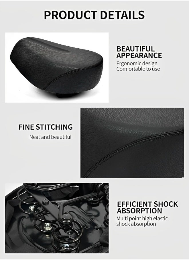 GROIC Comfortable Bike Seat Cushion with Reflective Strip -Bicycle Seat for Men Women with 4 Shock Absorbing Springs Memory Foam Waterproof Wide Bicycle Saddle Fit for Bikes  - Image 4