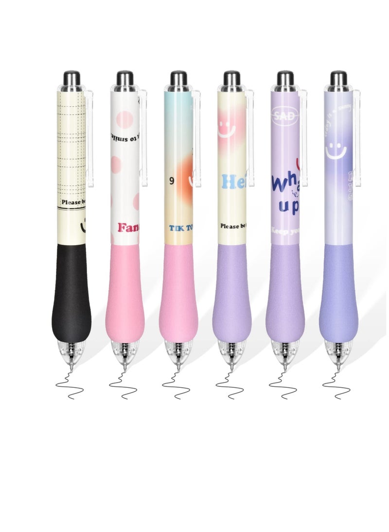 Excefore Retractable Gel Pens, 12 Pcs Creative Gel Ink Rollerball Pen, Quick Dry Fine Point 0.5mm Black Ink Rolling Ball Gel Pen, Comfortable Smooth Writing Aesthetic Pens, for Home, School, Office  - Image 1