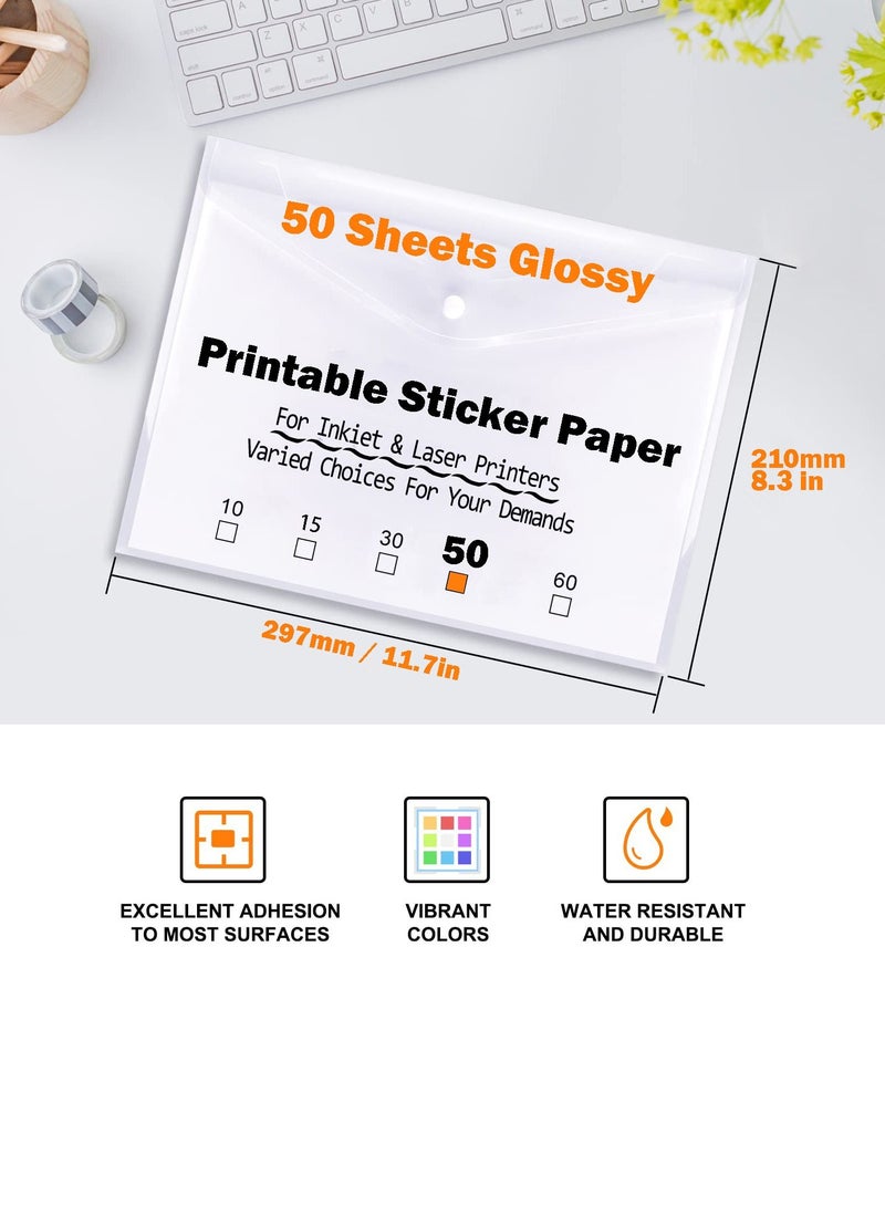 Generic 50 Sheets Of Self-Adhesive Printing Paper, Printing Stickers, A4 Glossy  - Image 2