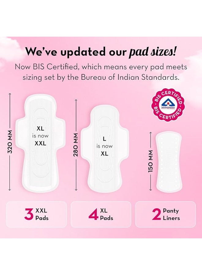 بلش فوط صحية فائقة النحافة وناعمة للنساء، 7 قطع | 4 فوط كبيرة جدًا (تدفق خفيف إلى متوسط)، 3 فوط كبيرة جدًا جدًا (تدفق غزير)، 2 فوط يومية | لا تسبب طفحًا جلديًا 100% | فوط صحية من القطن الأمريكي الخالص | بدون عطور | بدون مواد كيميائية سامة - Image 4