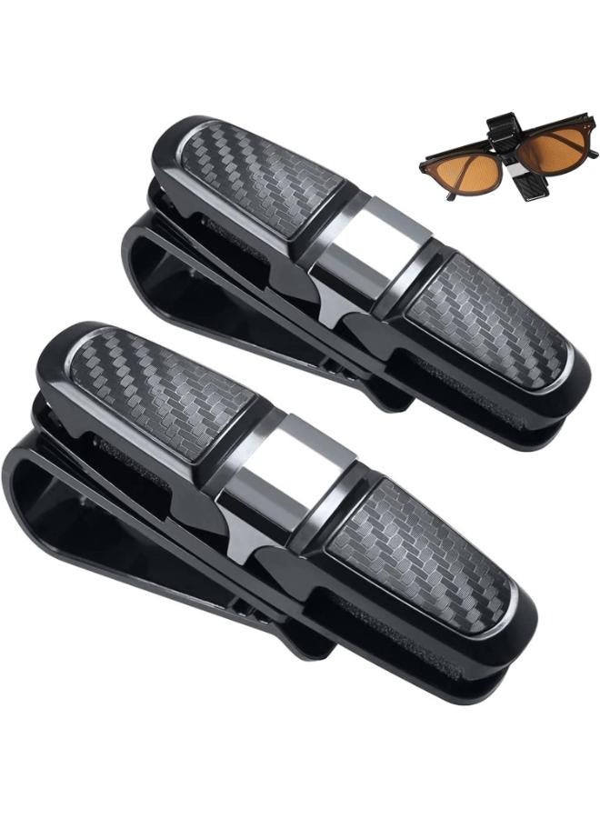 EasyLife 2 Pieces  Car Glasses Holder with Card Clip, Vehicle Glasses Clips, Sunglasses Holder, 360 Degree Rotating Ticket Card Clip Holder, Double Ended Clip, for All Vehicle Models, Sun Visor  - Image 1
