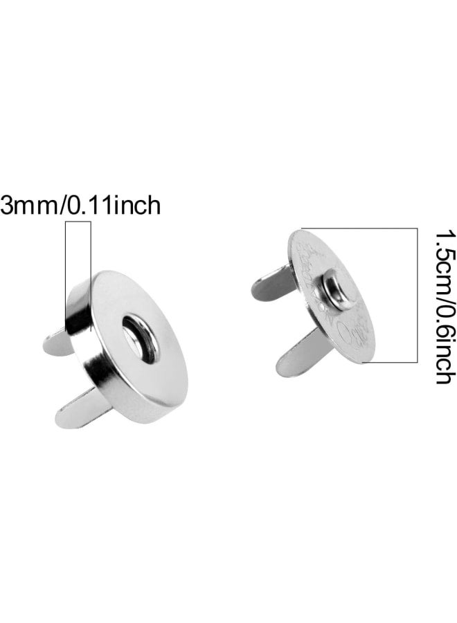 200 Sets Magnetic Snap, Silver Magnetic Button Clasp Snaps for Sewing,Luggage Leather,Bag Purse Handbag, Craft,Clothes,14mm Diameter  - Image 2