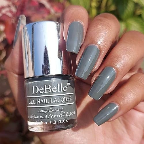 DeBelle Gel Nail Lacquer Slate Stone (Slate Grey) 8ml - Glossy finish Enriched with natural Seaweed Extract, cruelty Free, Toxic Free - Image 2