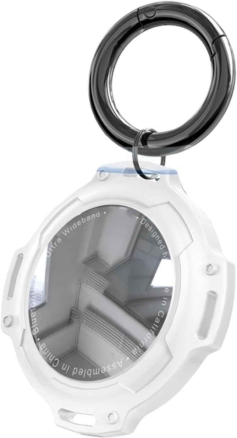 White Shockproof Full Coverage Protective Case With Keychain For Trackers - Image 1