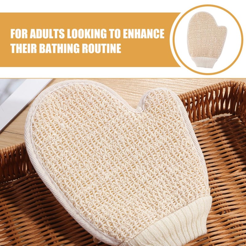 Beige Exfoliating Bath Gloves 2 Pack Double Sided Scrub Mitts For Body Cleaning Dead Skin Removal - Image 4