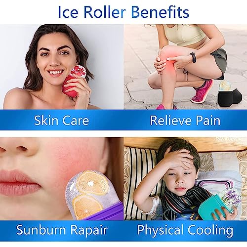 WEPTIX® 3D Manual Roller Face Body Massager With And Anti Aging 100% Natural Jade Stone Roller Msagger With Gua Sha Tools for Face and Body Massager- (NEW blue+Stone) - Image 5
