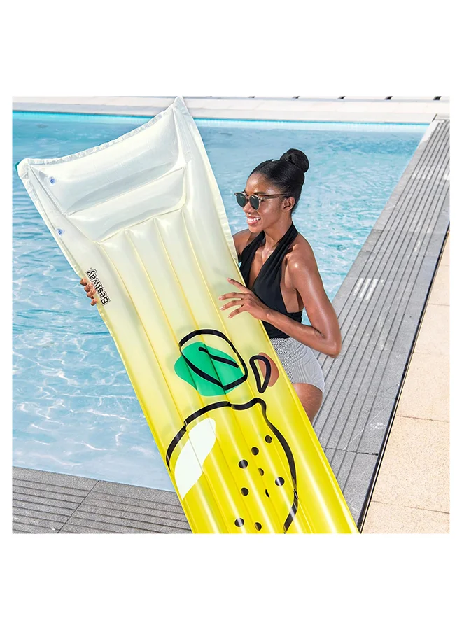 بست واي Bestway, Inflatable Fresh Squeezed Lemon Floating Mat Pool Float Mattress Kids Adults Water Lounge Bed Summer Pool Beach Float with Repair Patch, 6ftx27in