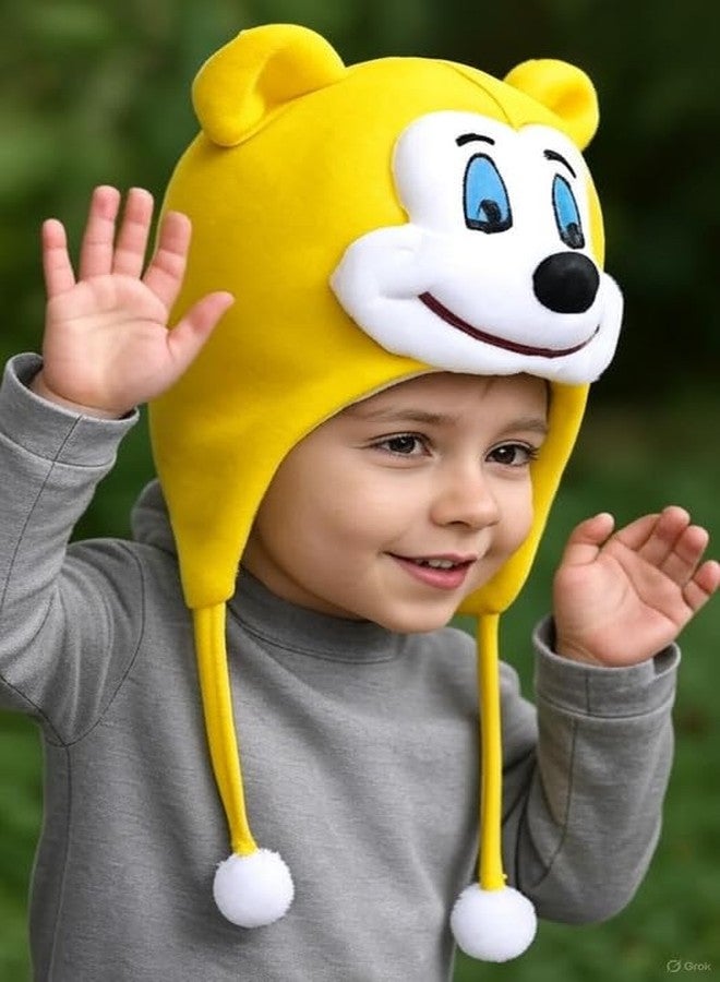 Krystle Adorable Kids Bear Hat with Ears & Pom Poms - Perfect Winter Accessory (Yellow,6-12 Months) - Image 3