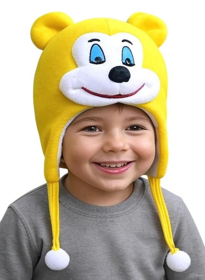 Krystle Adorable Kids Bear Hat with Ears & Pom Poms - Perfect Winter Accessory (Yellow,6-12 Months) - Image 1