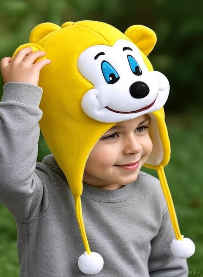 Krystle Adorable Kids Bear Hat with Ears & Pom Poms - Perfect Winter Accessory (Yellow,6-12 Months) - Image 2