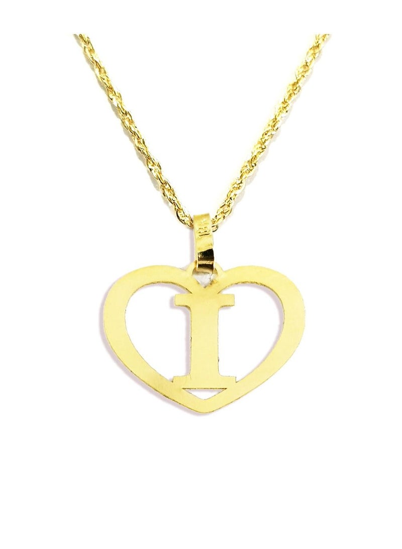 Hamsa.ae 18K Pure Gold Heart Letter I Design Necklace For Women - Image 1