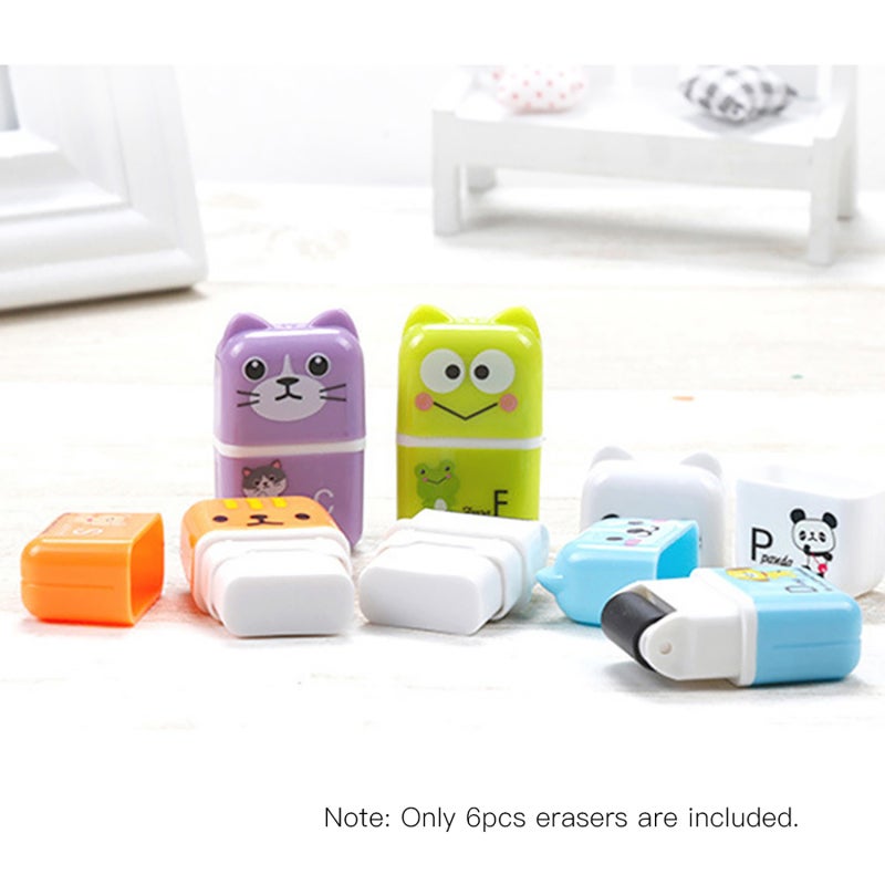 Cute Roller Pencil Eraser: 6pcs 5 * 3 * 1.5cm Portable Cartoon Eraser - Compact Correction Tool for School Office, Children, Students - Image 4