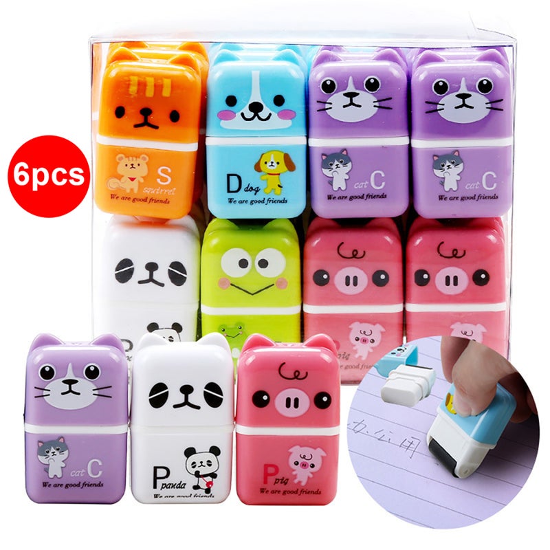 Cute Roller Pencil Eraser: 6pcs 5 * 3 * 1.5cm Portable Cartoon Eraser - Compact Correction Tool for School Office, Children, Students - Image 2