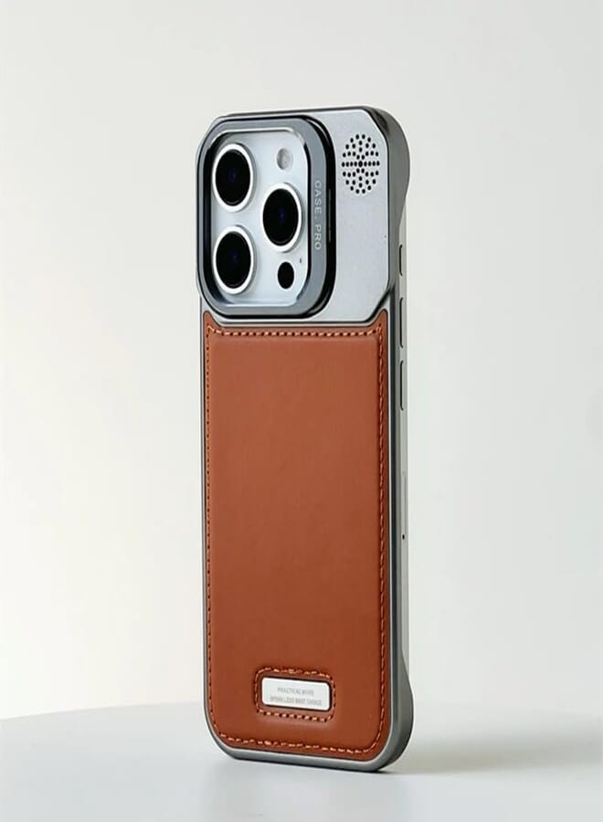 Next Next Store Compatible with iPhone 13 Pro Max Case, Supports Magnetic Charging, Anti-Scratch & Dust Protection, Raised Edge Kickstand Lens, Soft Leather Covers, Titanium Edges.(Brown)