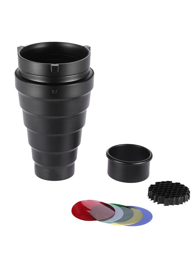 ANDOER - Metal Conical Snoot with Honeycomb Grid 5pcs Color Filter Kit for Bowens Mount Studio Strobe Monolight Photography Flash - Image 1