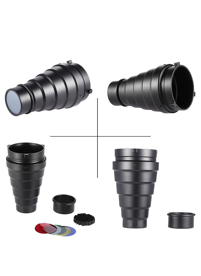 ANDOER - Metal Conical Snoot with Honeycomb Grid 5pcs Color Filter Kit for Bowens Mount Studio Strobe Monolight Photography Flash - Image 1