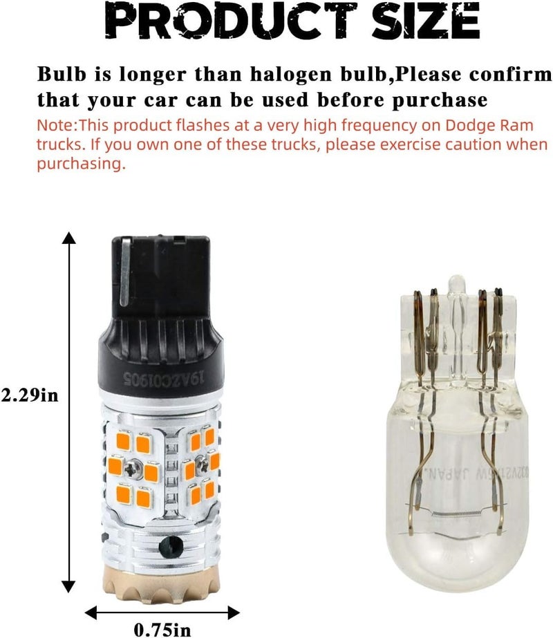 LivTee 7440 LED Turn Signal Light Bulbs - Amber Yellow - Image 5