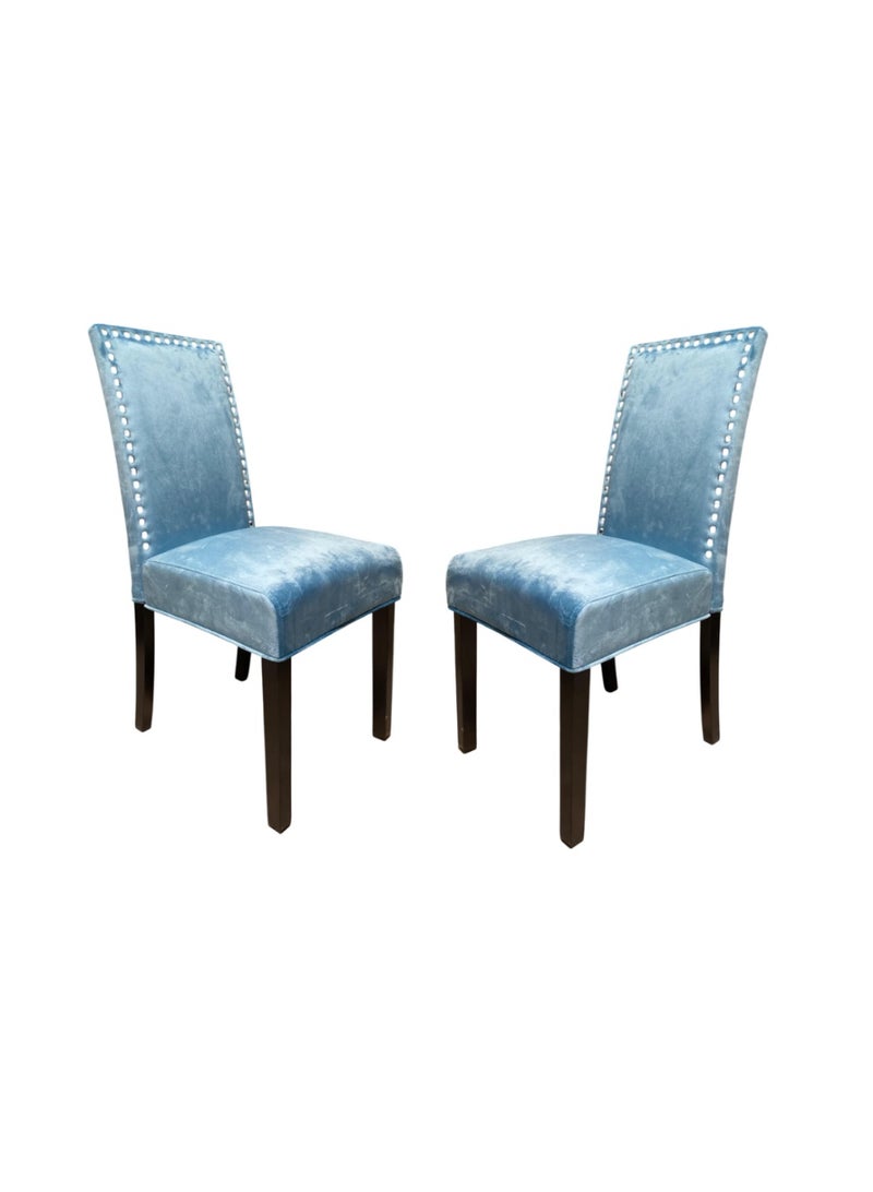 Generic Light Blue Fabric Dining Chair Set of 2  – Upholstered Wooden Chair – Elegant Seating for Dining Room or Living Area  - Image 1