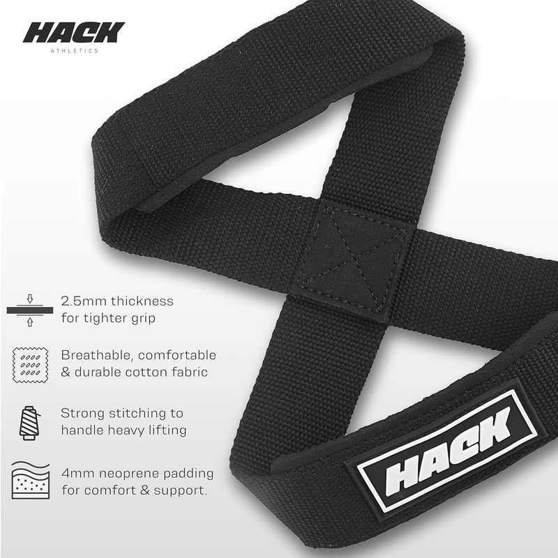 Hack Athletics figure 8 Lifting Straps for Deadlift, Powerlifting, Strongman, & Cross Training Strong Weightlifting Wrist Straps wrist wraps for Men, Women - Image 2