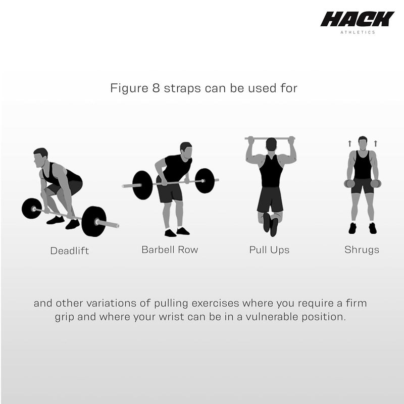 Hack Athletics figure 8 Lifting Straps for Deadlift, Powerlifting, Strongman, & Cross Training Strong Weightlifting Wrist Straps wrist wraps for Men, Women - Image 3