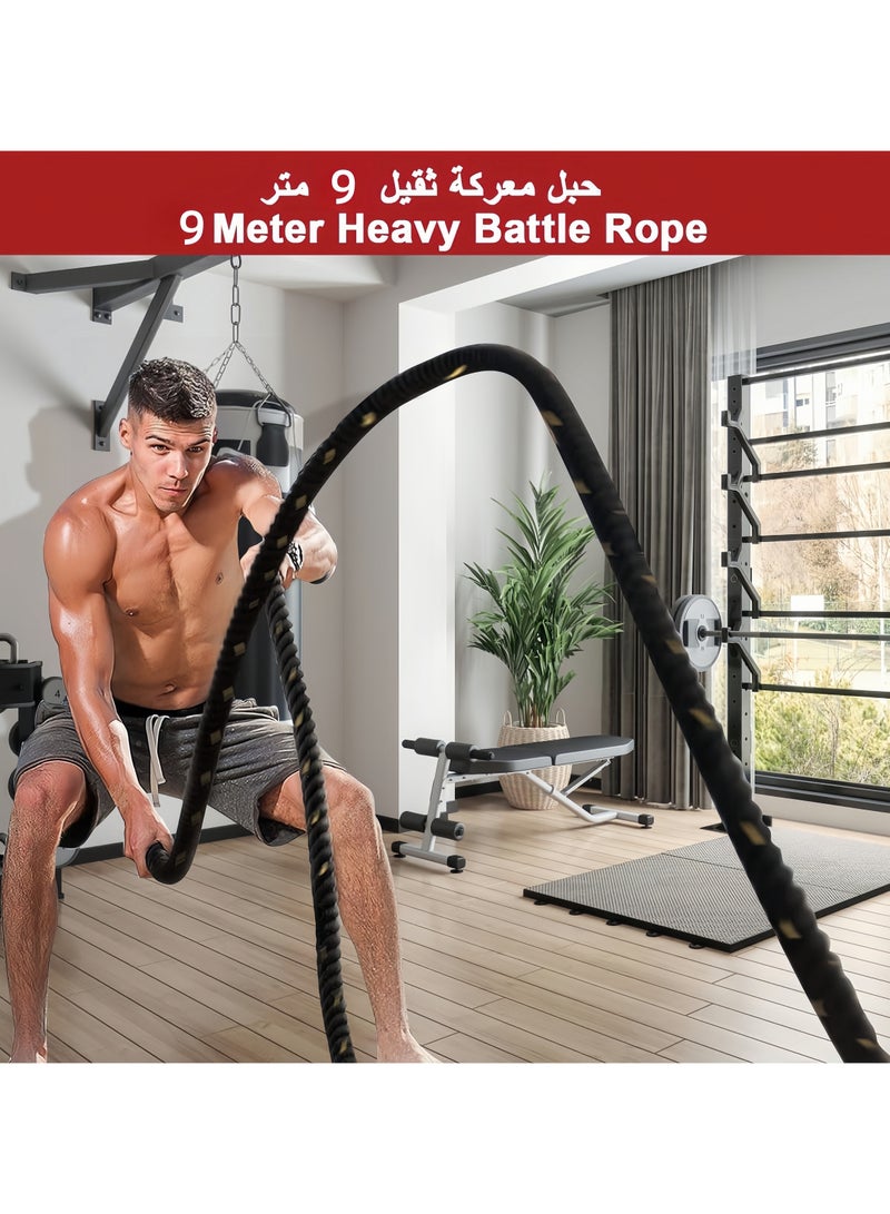 KUYING Sports Combat Rope 9M Heavy Workout Fitness Combat Rope 3.8cm * 9m full body Training equipment Rope Strength Building Muscle Training Rope Core Aerobic Cross Fit Arm Twist rope for home gym outdoors  - Image 3