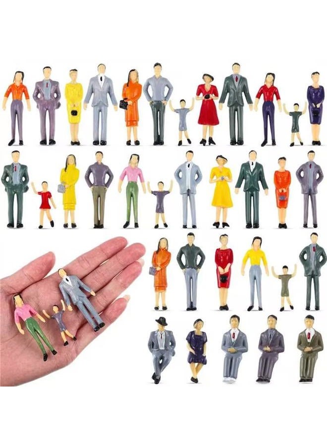 Harrycle 30 Pcs Mini People Figurines 1: 30 Scale Tiny People Model Miniature Sitting and Standing Little Plastic Figurines for Miniature Scenes - Image 1