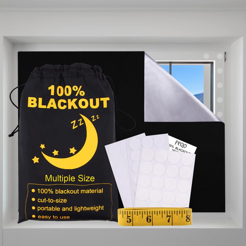 FEQO FEQO Portable Window Blackout Curtain Shade 157x 59 Temporary Blackout Curtain Travel Window Cover Stick on Black Out Dark Shade for Bedroom Drawing Room Baby Nursery 