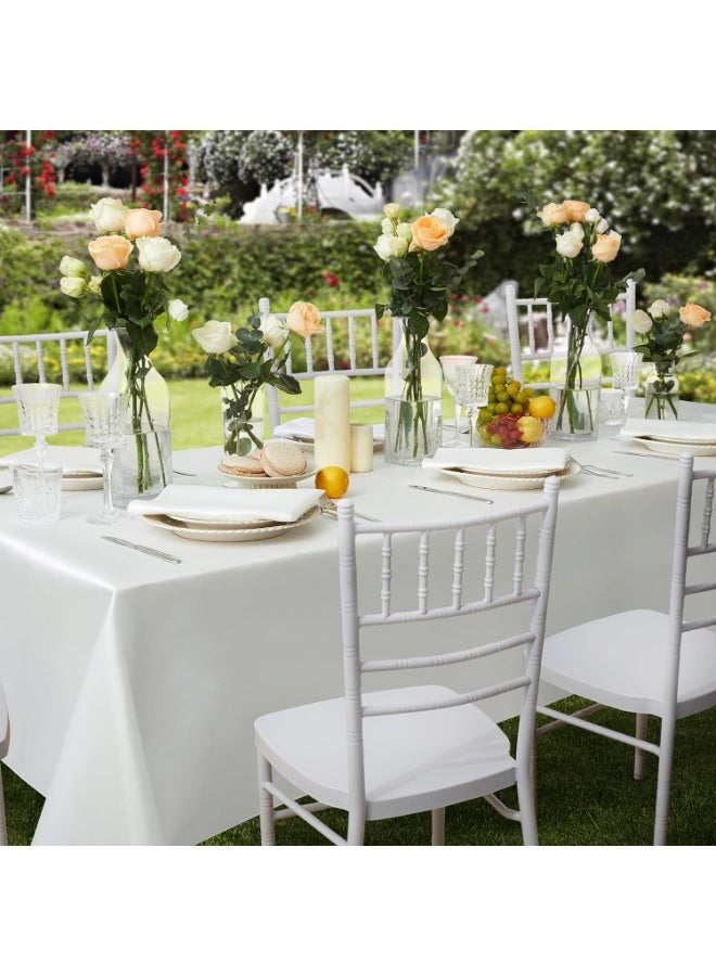 1 Pack Rectangle Tablecloth Stain Resistant Wrinkle Free Silkly Soft Table Cloth, Satin Dining Table Cloths for Dining Room, Indoor and Outdoor Use, 60 x 120 Inches, Off White - Image 5