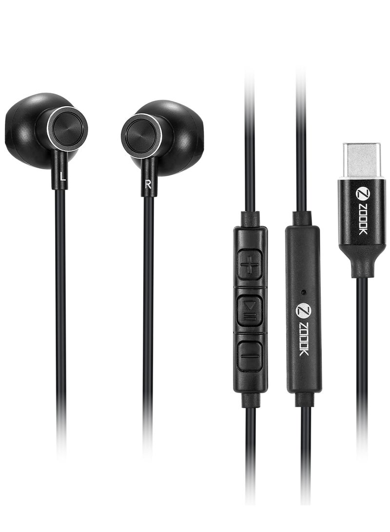 Zoook Paradise Type C Headphones – USB-C Wired Earphones with Mic & Volume Control, Noise Cancelling Headset for iPhone 16/15 Pro Max, iPad Pro, Samsung Galaxy S25/S24/S23, Pixel 7/6/5, 1.2m Black  - Image 1