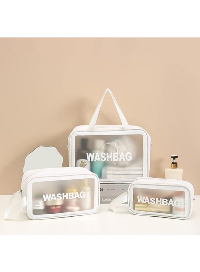 3pcs Clear Cosmetic Bag - Travel Cosmetic Bag for Women Girls - Travel Makeup Bag - Small Toiletry Bags PVC Plastic - Waterproof Cosmetic Wash Bag Zipper Makeup Bag for Women - Image 4