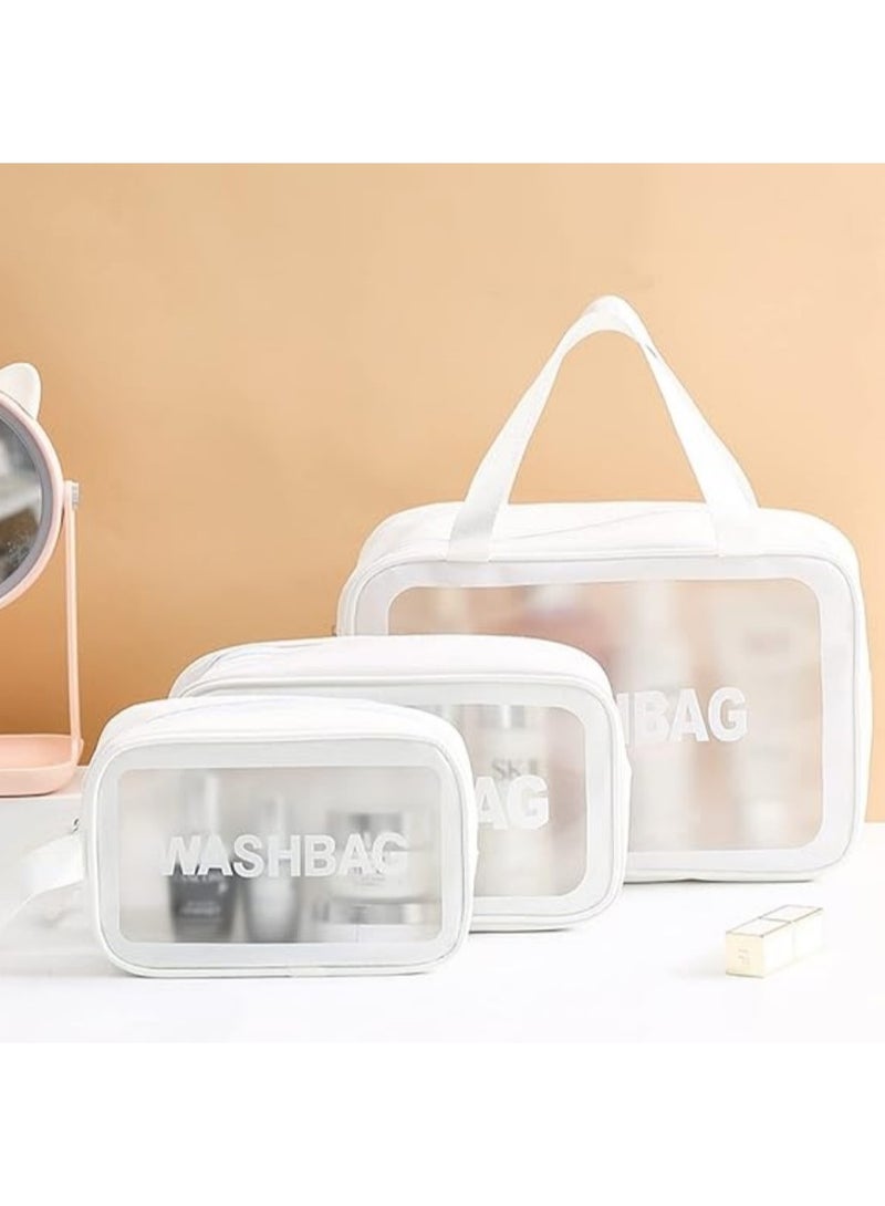 3pcs Clear Cosmetic Bag - Travel Cosmetic Bag for Women Girls - Travel Makeup Bag - Small Toiletry Bags PVC Plastic - Waterproof Cosmetic Wash Bag Zipper Makeup Bag for Women - Image 3