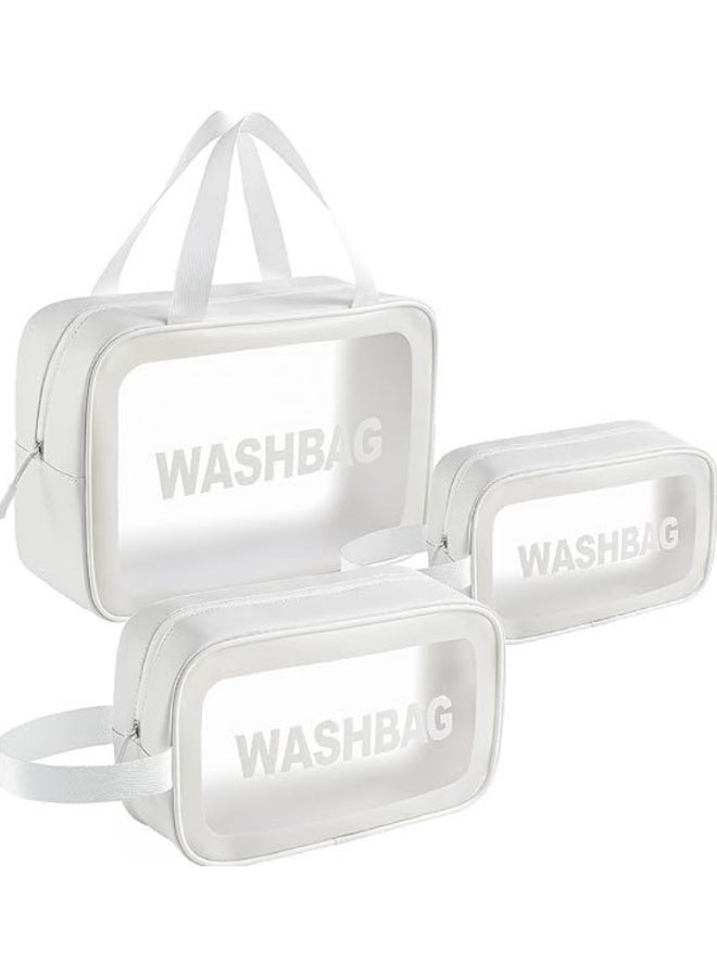 3pcs Clear Cosmetic Bag - Travel Cosmetic Bag for Women Girls - Travel Makeup Bag - Small Toiletry Bags PVC Plastic - Waterproof Cosmetic Wash Bag Zipper Makeup Bag for Women - Image 1