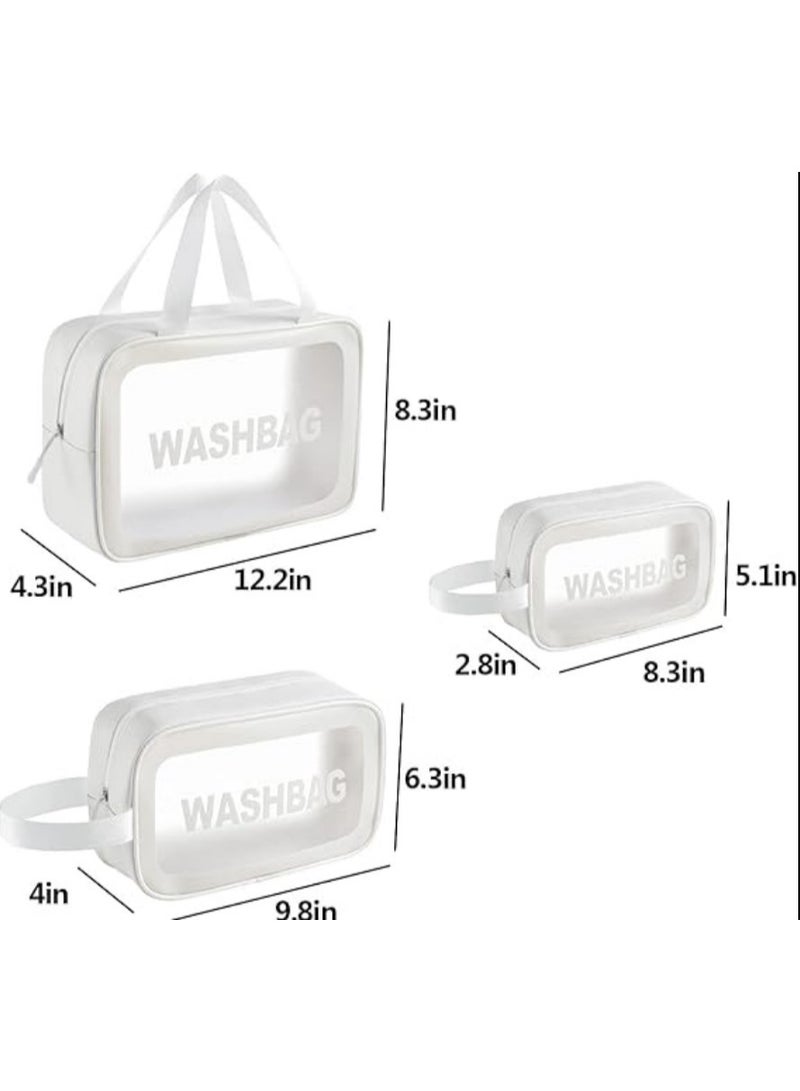 3pcs Clear Cosmetic Bag - Travel Cosmetic Bag for Women Girls - Travel Makeup Bag - Small Toiletry Bags PVC Plastic - Waterproof Cosmetic Wash Bag Zipper Makeup Bag for Women - Image 2