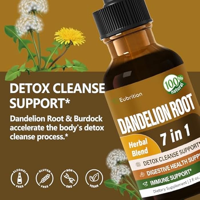 Eubrition Dandelion Root Extract Drops, Diente de Leon Organico Hierba, Dandelion Supplement Formula w/Milk Thistle Turmeric for Detox Cleanse, Digestion & Immune Support, Alcohol-Free Tincture. 2oz - Image 2
