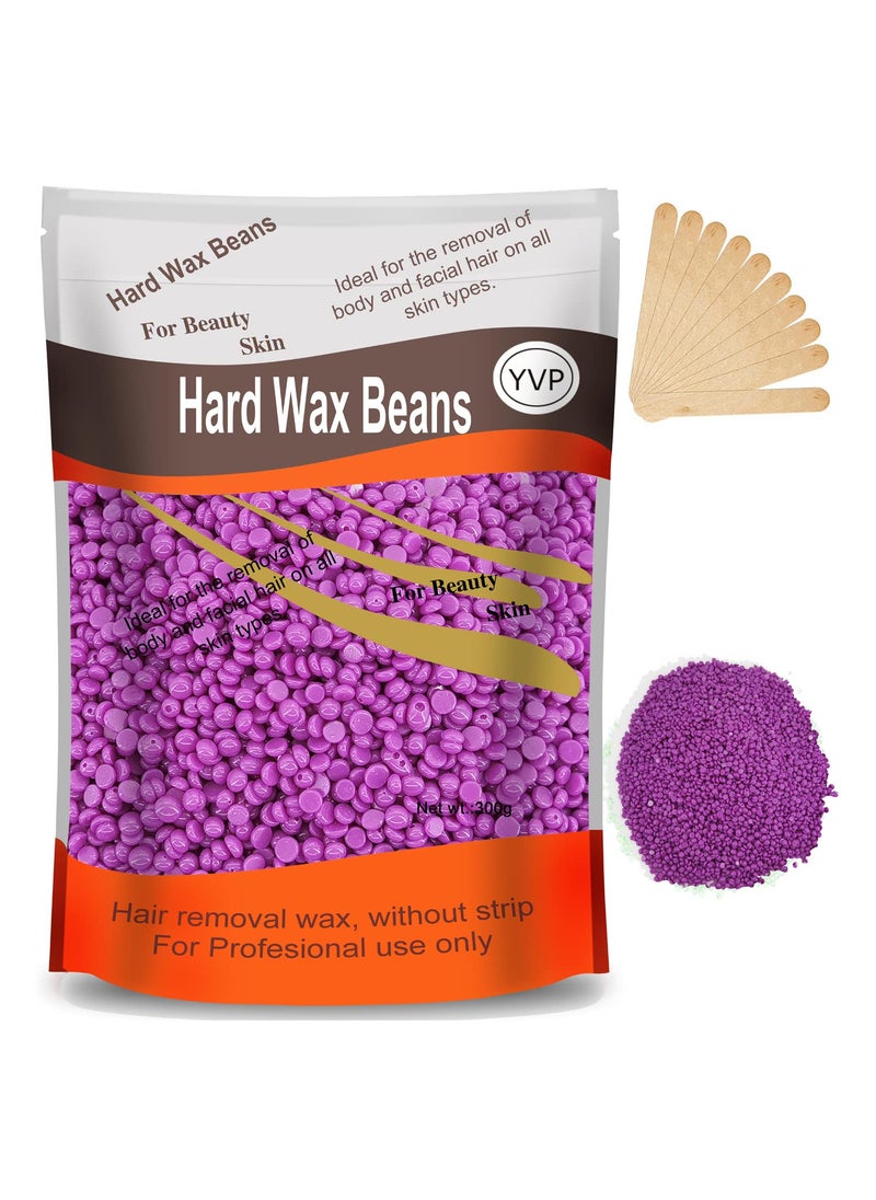 Yovanpur Hard Wax Beads for Hair Removal Waxing Beans for Sensitive Skin Violet 105 Ouncebag with 10pcs Wax Sticks 