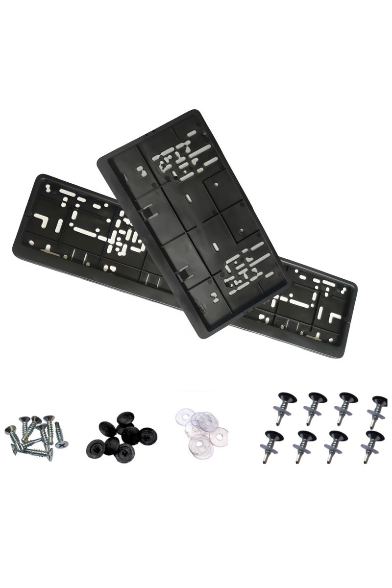 إيتافا إطار لوحة أرقام السيارة الطويل والقصير مع 8 براغي تثبيت | طقم حامل لوحات رقم قطعتين (53×13 سم و17.5 سم) | غطاء لوحات ممتاز لإمارة دبي - Image 1