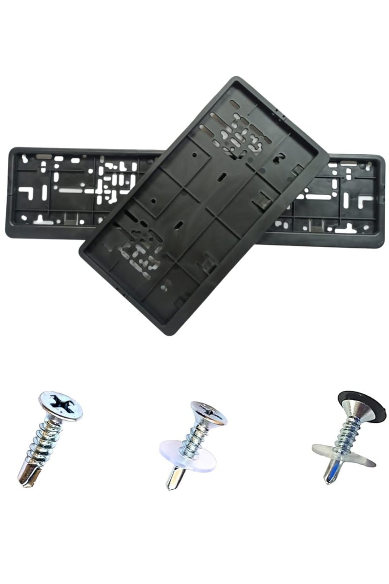 إيتافا إطار لوحة أرقام السيارة الطويل والقصير مع 8 براغي تثبيت | طقم حامل لوحات رقم قطعتين (53×13 سم و17.5 سم) | غطاء لوحات ممتاز لإمارة دبي - Image 4