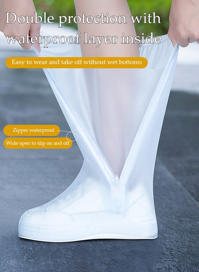 DUNISO Waterproof Shoe Cover, PVC Anti Slip Rain Boots, High Top Rainproof Shoe Cover, Anti Fouling And Wear Resistant, Suitable For Outdoor Camping, Fishing, Cycling，White(2XL, Size 43 To 44)  - Image 5