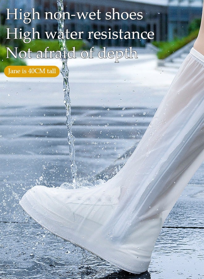 DUNISO Waterproof Shoe Cover, PVC Anti Slip Rain Boots, High Top Rainproof Shoe Cover, Anti Fouling And Wear Resistant, Suitable For Outdoor Camping, Fishing, Cycling，White(2XL, Size 43 To 44)  - Image 4