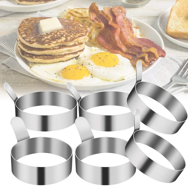 Aebitsry 4/6 Pack Egg Ring, 3 Inch Egg Mold Ring Non Stick Stainless Steel Egg Mold Egg Rings for Frying Eggs Pancake Sandwich Cooking Beefsteak Griddle Kitchen Gadgets for Breakfast - Image 5