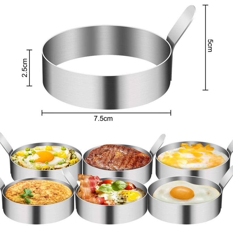 Aebitsry 4/6 Pack Egg Ring, 3 Inch Egg Mold Ring Non Stick Stainless Steel Egg Mold Egg Rings for Frying Eggs Pancake Sandwich Cooking Beefsteak Griddle Kitchen Gadgets for Breakfast - Image 3