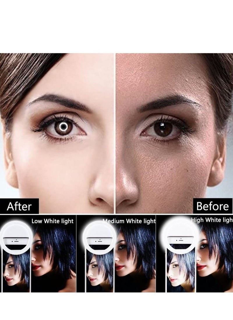 ELTRAZONE - Selfie Ring Light, Rechargeable Portable Clip-on Selfie Fill Light with 36 LED for iPhone/Android Smart Phone Photography, Camera Video, Girl Makes up (White) - Image 1