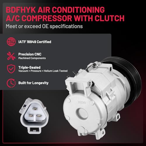 BDFHYK 78388 Air Conditioning A/C Compressor with Clutch Compatible with Toyota Solara 2002-2008, Highlander 2001-2007, Camry 2002 2003 2004 2005 2006, L4 2.4L - Image 3
