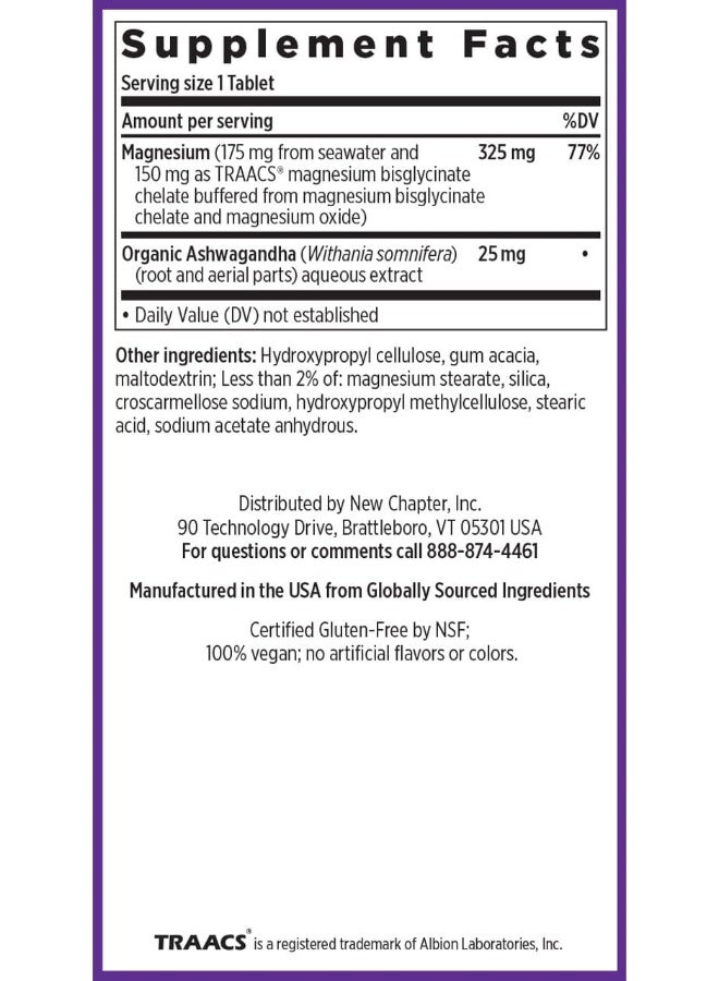 New Chapter Magnesium + Ashwagandha Supplement 325mg – 2.5x Absorption Magnesium Glycinate – Muscle Recovery, Heart & Bone Health, Relaxation Support – Non-GMO, Gluten Free – 90 Tablets - Image 5