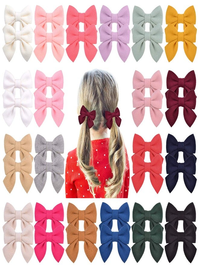 Jollybows 40PCS 2.8" Baby Girls Hair Bows Alligator Clips Woolen Hair Barrettes Hair Accessories for Little Girls Toddlers Teens Kids (1- Light Multi-colored) - Image 1