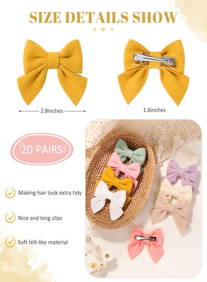 Jollybows 40PCS 2.8" Baby Girls Hair Bows Alligator Clips Woolen Hair Barrettes Hair Accessories for Little Girls Toddlers Teens Kids (1- Light Multi-colored) - Image 2