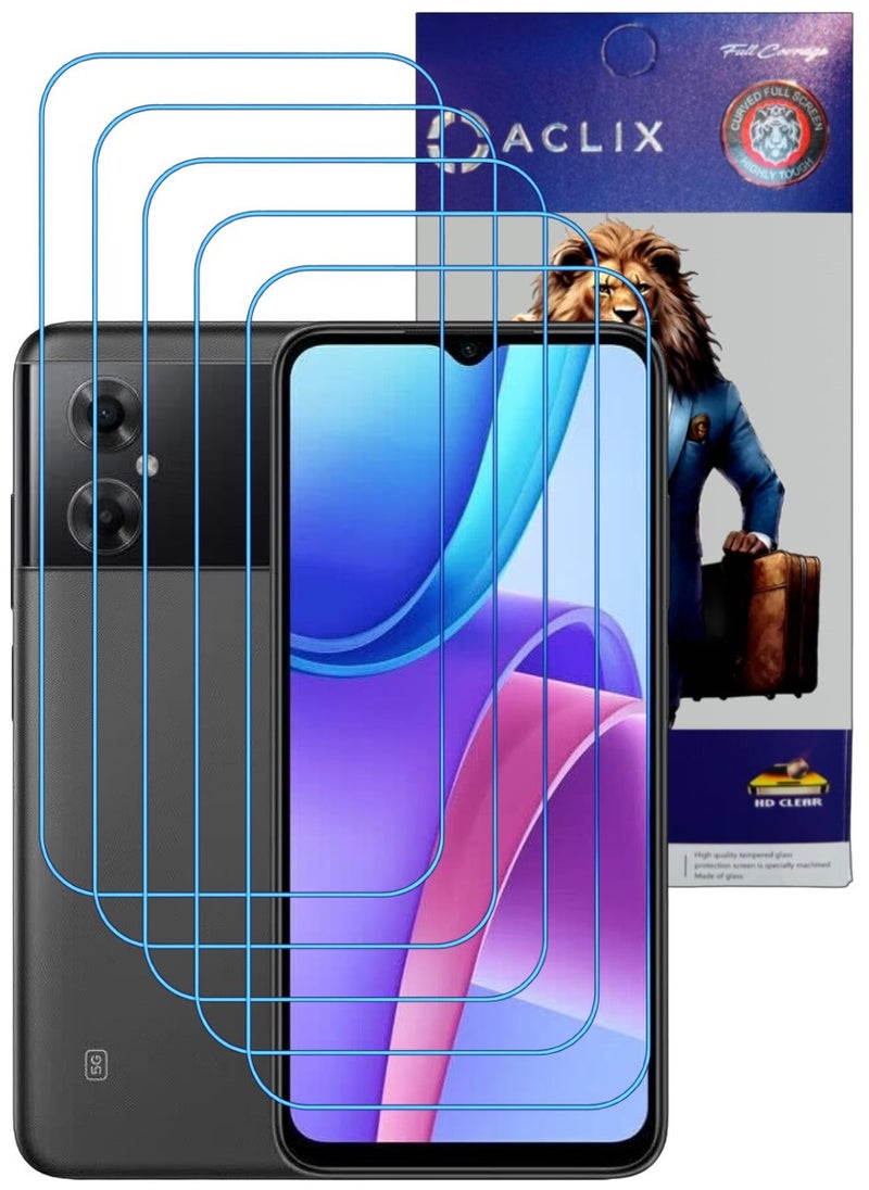 ACLIX 5 Pieces Antistatic ESD Dustproof Premium Quality High Definition Clear Tempered Glass Screen Protector Designed For Xiaomi Redmi Note 11R - Image 1